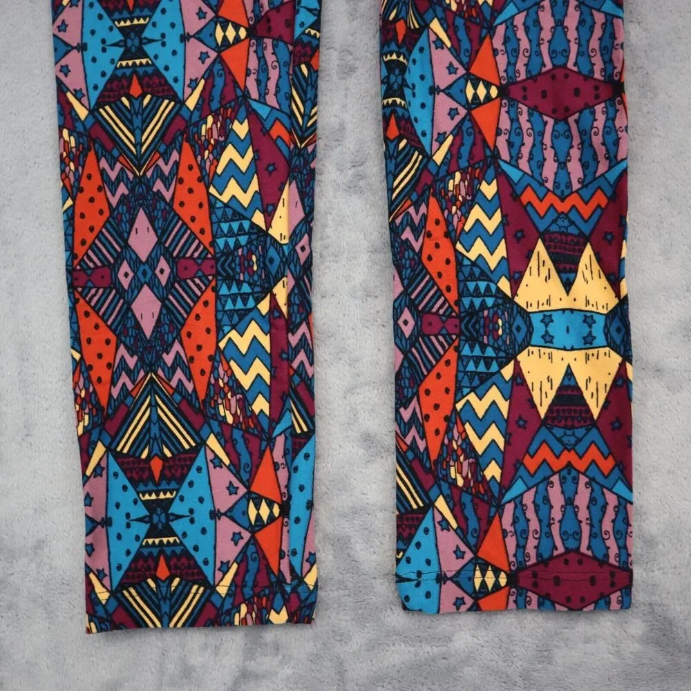 Lularoe Pants Womens One Size Multicolor Aztec Print Casual Pull On Leggings